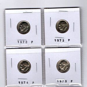 Lot of 12 Roosevelt Dimes... Uncirculated... In Protective Holders